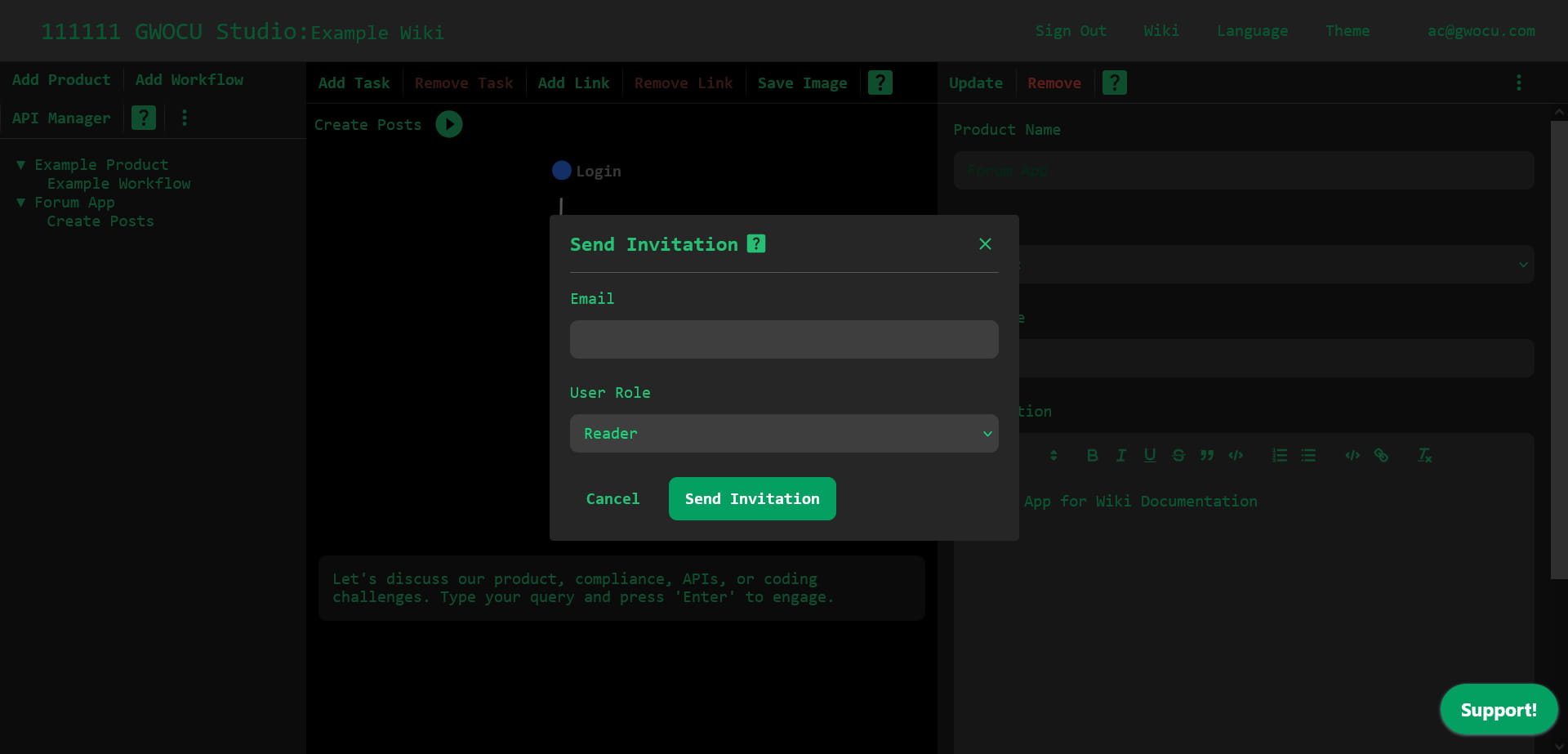 Send private invitation modal